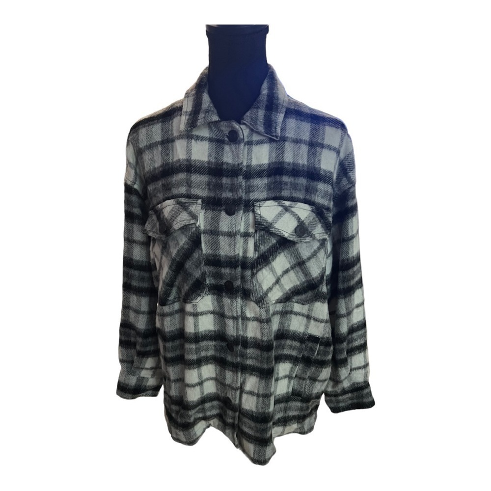 Zara Wool Blend Plaid Overshirt Medium - Picture 3 of 11